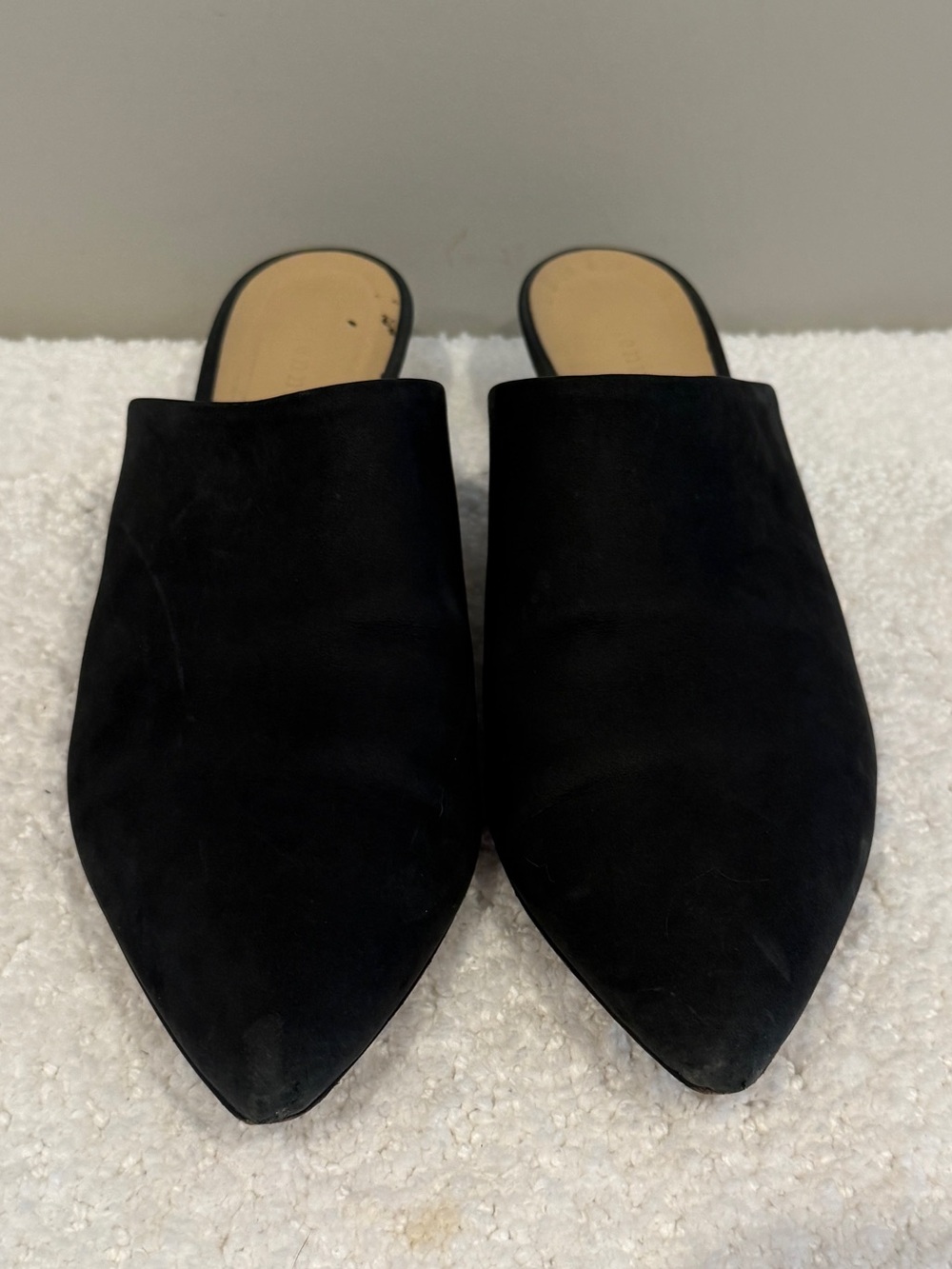 Jenni Kayne Black Suede Pointed Toe Mules | Size 40